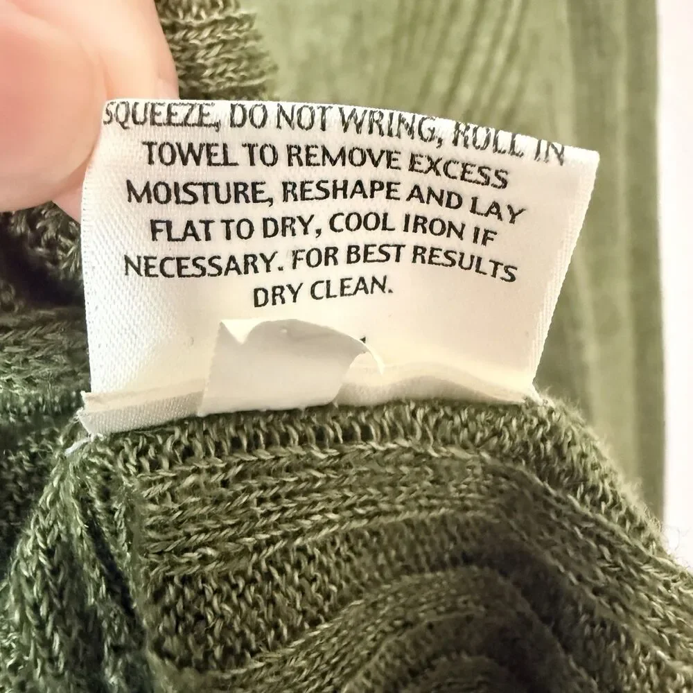 Eileen Fisher Cardigan Womens Size Large Green Linen Open Front - Picture 7 of 7